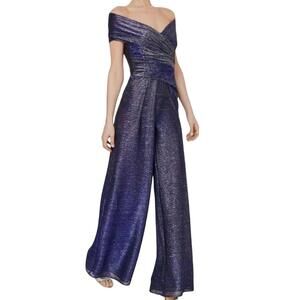 NEW TALBOT RUNHOF metallic voille jumpsuit in purple